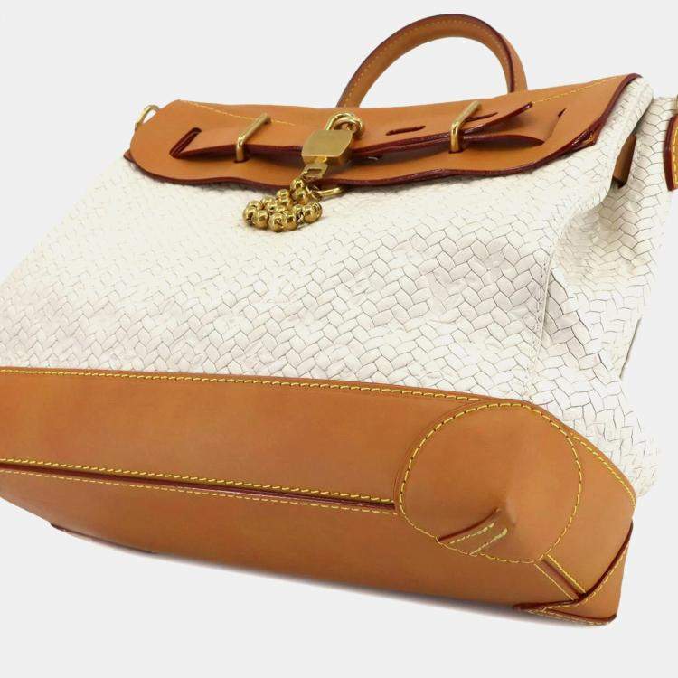 مملوكة مسبقًا Louis Vuitton Steamer 30 2-Way Hand/Shoulder Bag In Off-White Leather