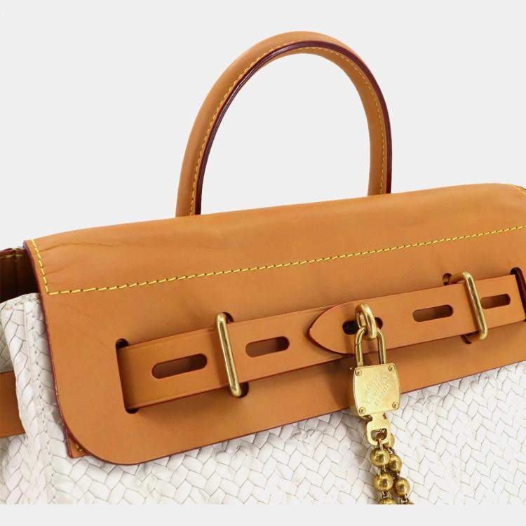 مملوكة مسبقًا Louis Vuitton Steamer 30 2-Way Hand/Shoulder Bag In Off-White Leather