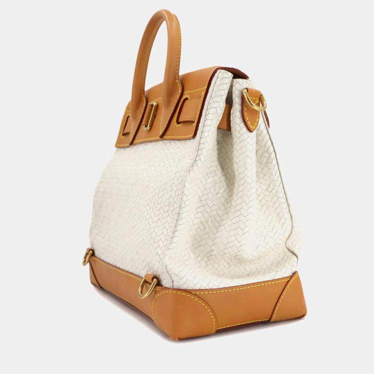 مملوكة مسبقًا Louis Vuitton Steamer 30 2-Way Hand/Shoulder Bag In Off-White Leather