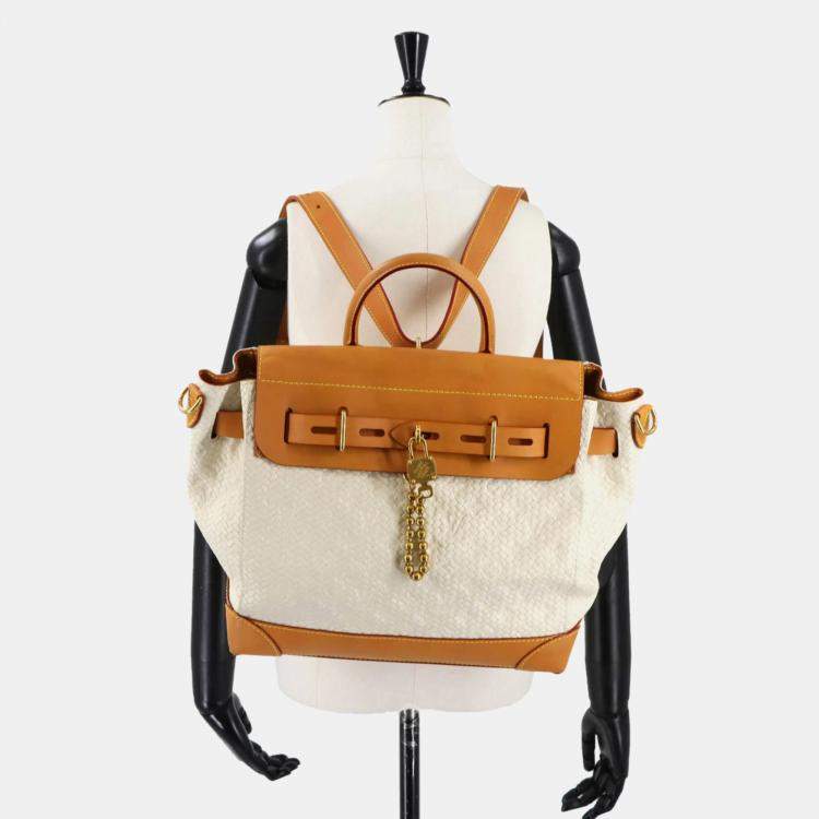 مملوكة مسبقًا Louis Vuitton Steamer 30 2-Way Hand/Shoulder Bag In Off-White Leather