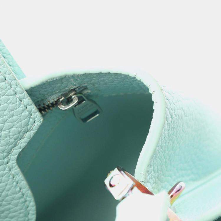 Pre Owned Louis Vuitton Capucines Bb Handbag Leather Taurillon Blue Topaz