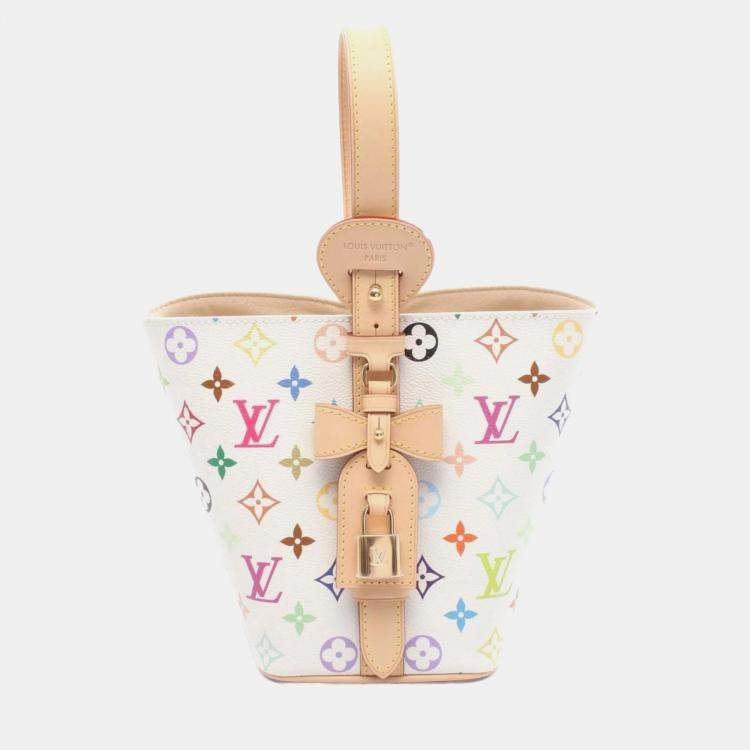 Pre Owned Louis Vuitton Lv X Tm All-In-Bb  Monogram White Multicolor Coated Canvas Leather Handbag