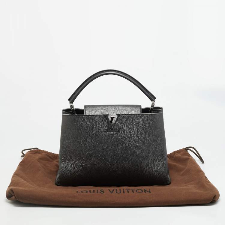 Pre Owned Louis Vuitton Capucines MM Grey Leather Bag
