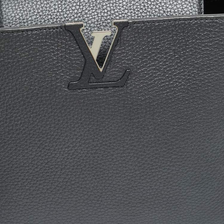 Pre Owned Louis Vuitton Capucines MM Grey Leather Bag
