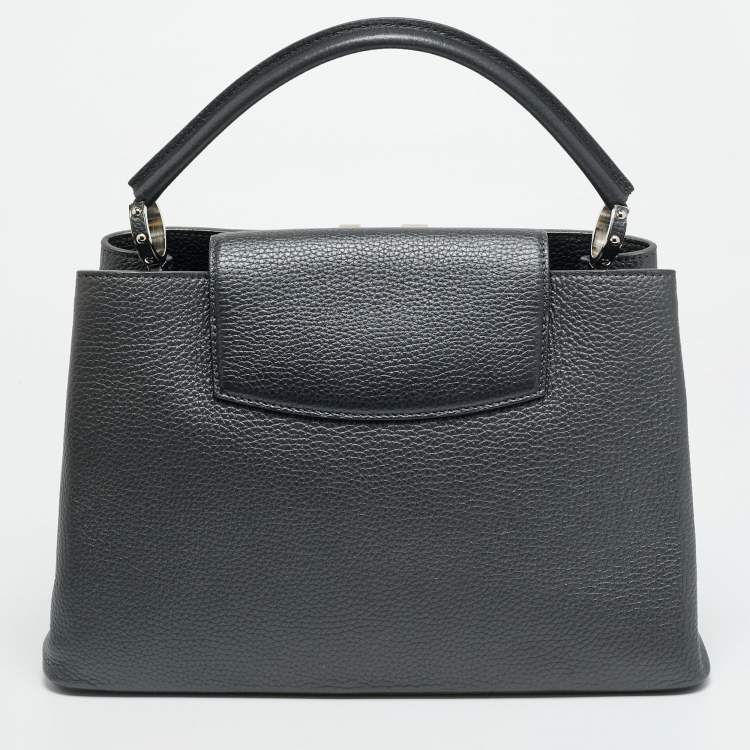 Pre Owned Louis Vuitton Capucines MM Grey Leather Bag