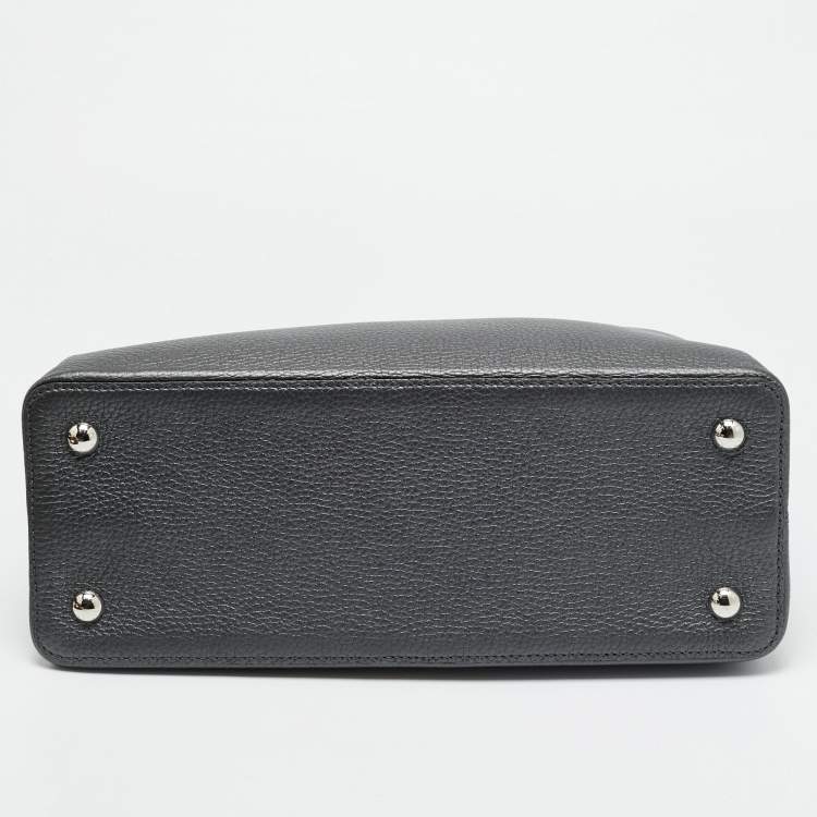 Pre Owned Louis Vuitton Capucines MM Grey Leather Bag