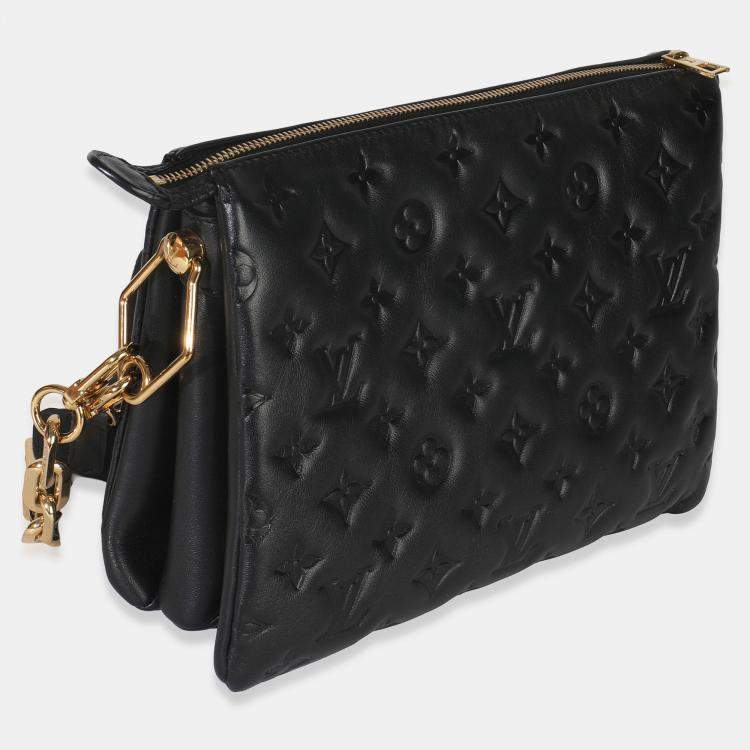 Pre Owned Louis Vuitton Black Monogram Embossed Lambskin Coussin PM