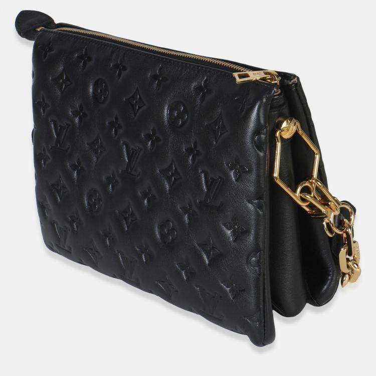Pre Owned Louis Vuitton Black Monogram Embossed Lambskin Coussin PM