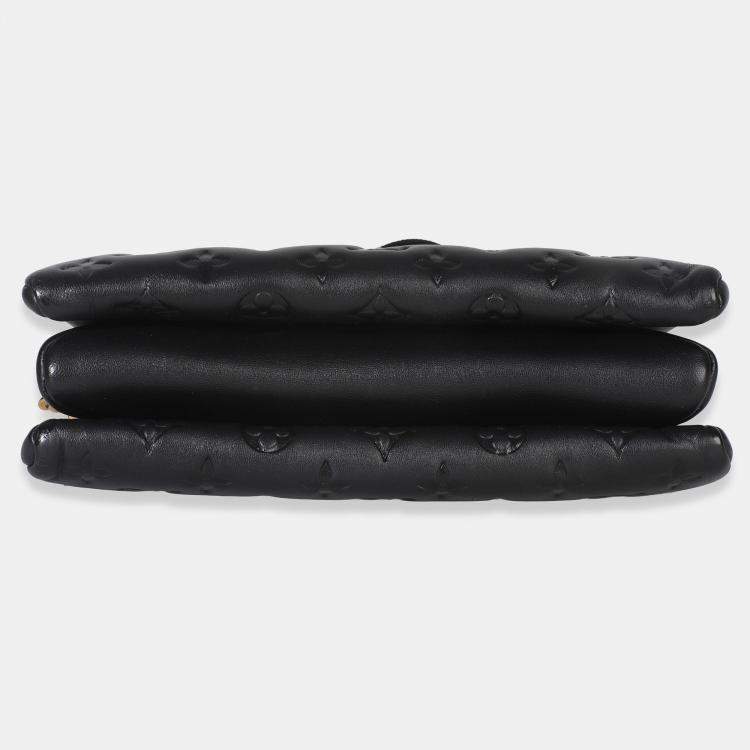 Pre Owned Louis Vuitton Black Monogram Embossed Lambskin Coussin PM