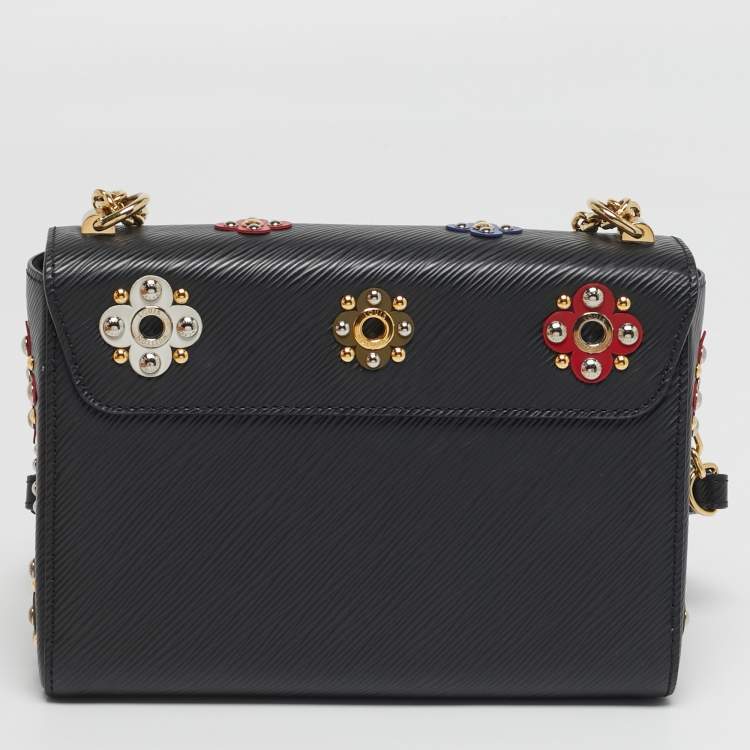 Pre Owned Louis Vuitton Twist MM Mechanical Flowers Black Epi Leather Shoulder Bag