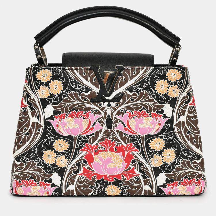 Pre Owned Louis Vuitton 2015 Black/Multicolour Leather Wild Flowers Capucines BB Top Handle Bag with Strap