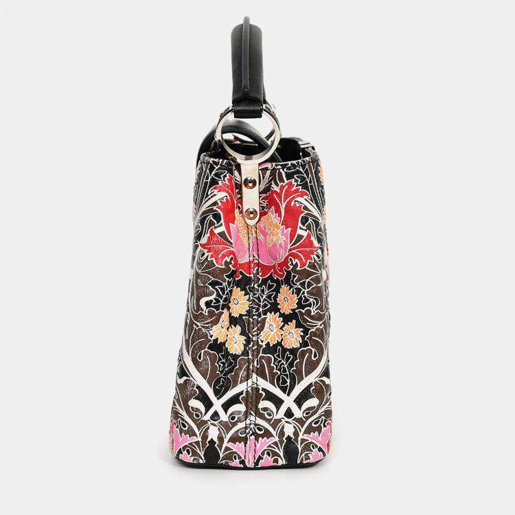 Pre Owned Louis Vuitton 2015 Black/Multicolour Leather Wild Flowers Capucines BB Top Handle Bag with Strap