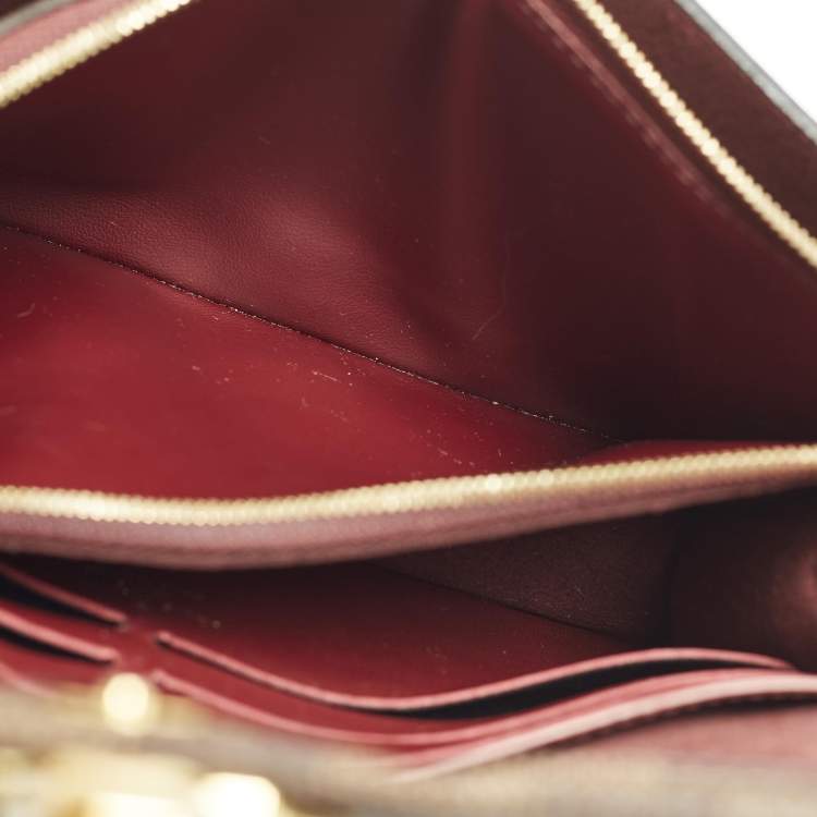 Pre Owned Louis Vuitton Vavin Bordeaux Damier Ebene Canvas Wallet On Chain