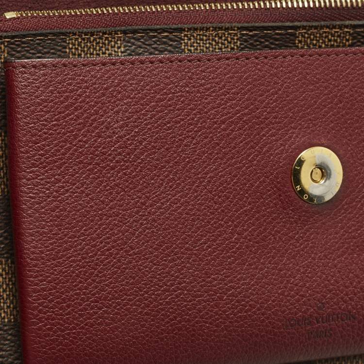Pre Owned Louis Vuitton Vavin Bordeaux Damier Ebene Canvas Wallet On Chain