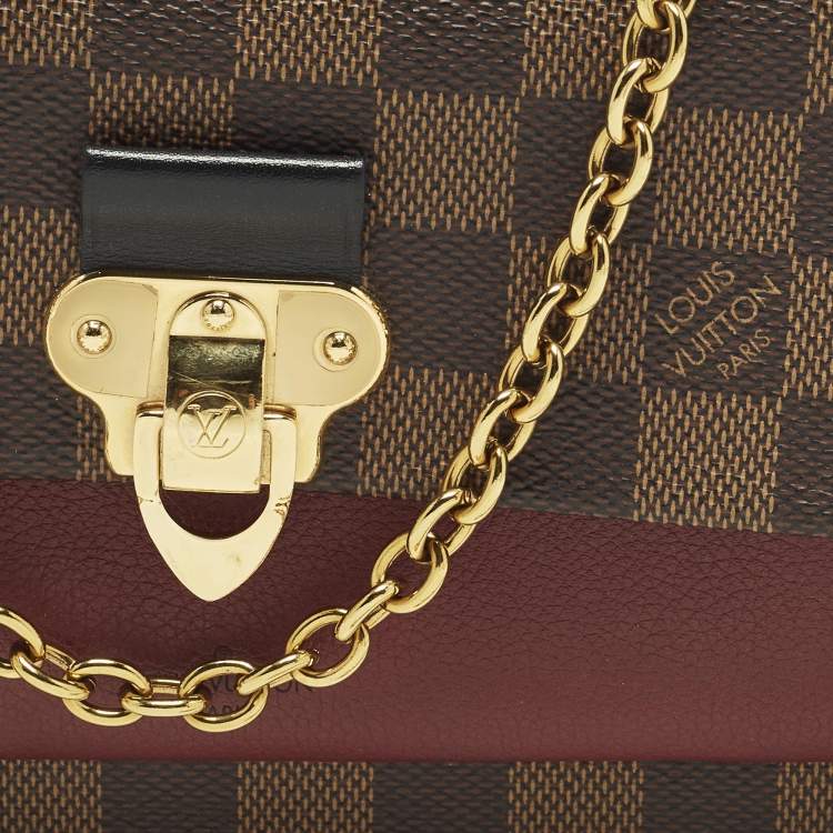 Pre Owned Louis Vuitton Vavin Bordeaux Damier Ebene Canvas Wallet On Chain