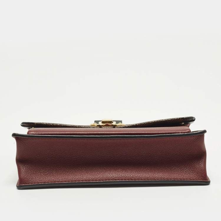 Pre Owned Louis Vuitton Vavin Bordeaux Damier Ebene Canvas Wallet On Chain