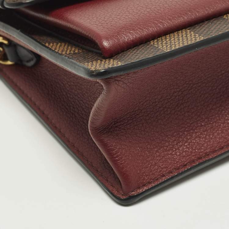 Pre Owned Louis Vuitton Vavin Bordeaux Damier Ebene Canvas Wallet On Chain
