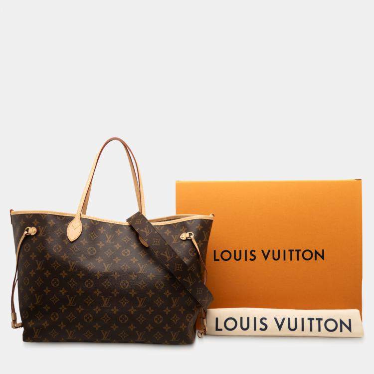 Pre Owned Louis Vuitton Brown Monogram Neverfull Bandouliere Inside Out GM