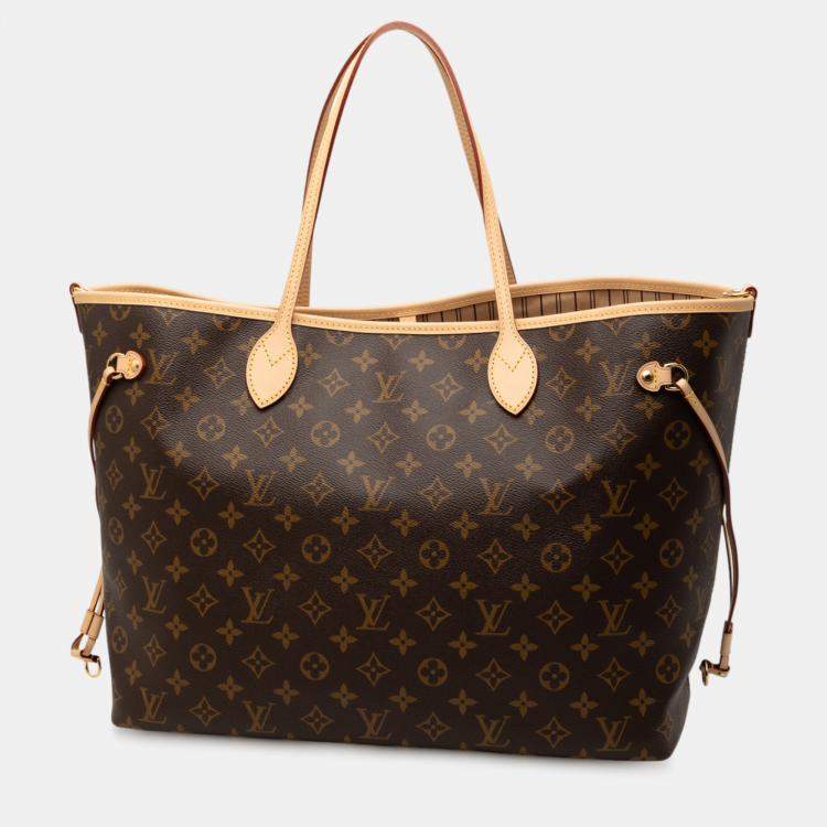 Pre Owned Louis Vuitton Brown Monogram Neverfull Bandouliere Inside Out GM