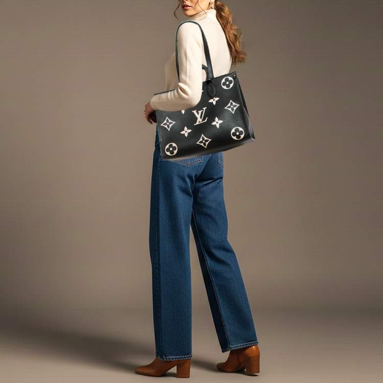 Pre Owned Louis Vuitton OnTheGo MM Bicolour Monogram Empreinte Leather Bag