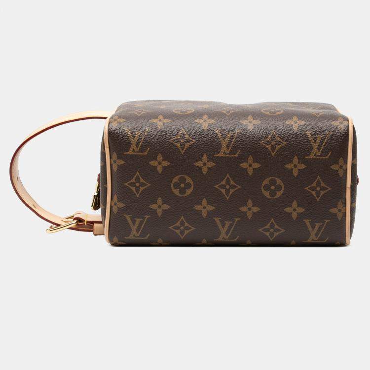 Pre Owned Louis Vuitton Brown Monogram Locker Dopp Kit Clutch