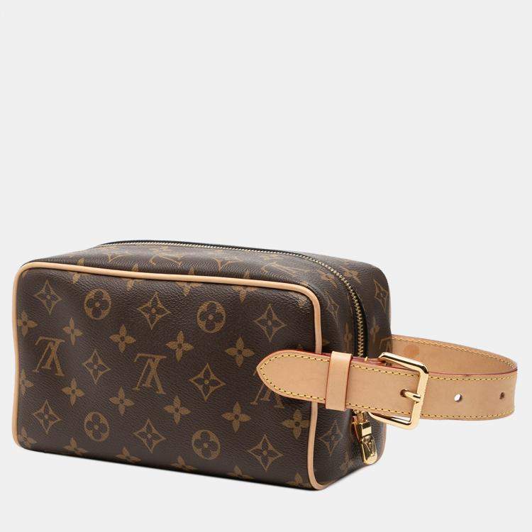 Pre Owned Louis Vuitton Brown Monogram Locker Dopp Kit Clutch