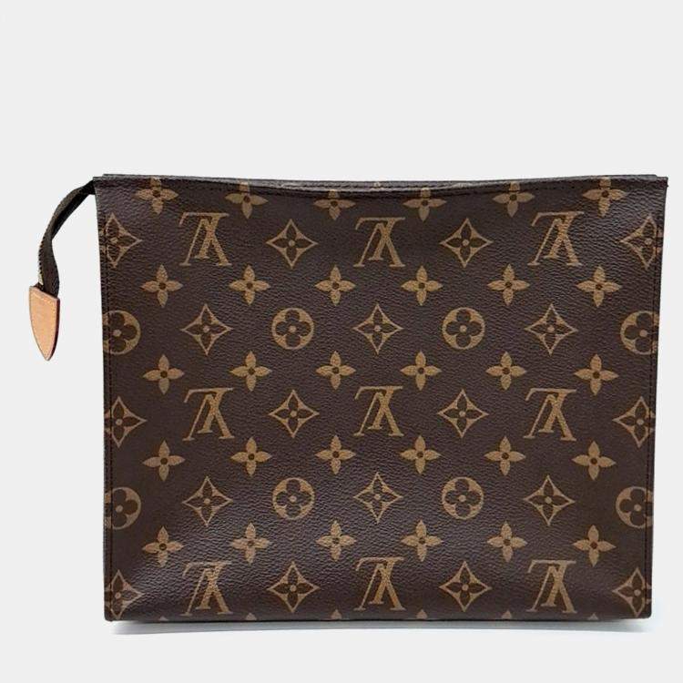 Pre Owned Louis Vuitton Brown Canvas Monogram Pochette Toilette 26