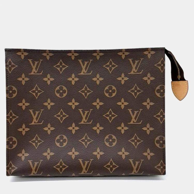 Pre Owned Louis Vuitton Brown Canvas Monogram Pochette Toilette 26
