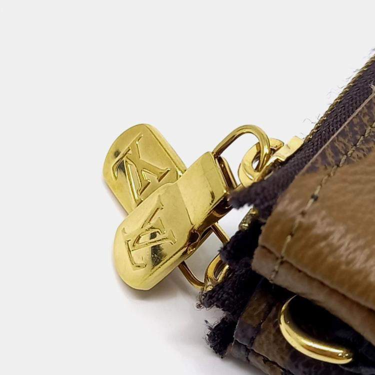 Pre Owned Louis Vuitton Brown Coated Canvas Pochette Double Zip