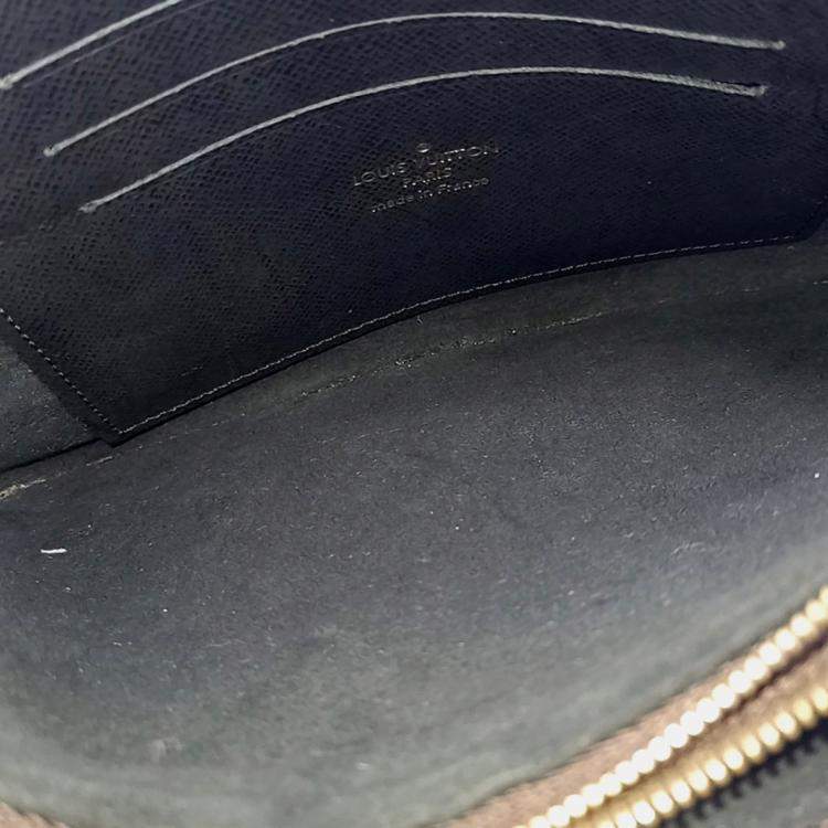 Pre Owned Louis Vuitton Brown Coated Canvas Pochette Double Zip