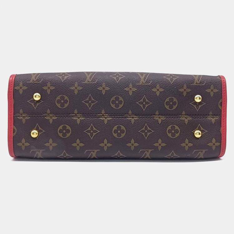 Pre Owned Louis Vuitton Brown, Red Coated Canvas Popincourt PM