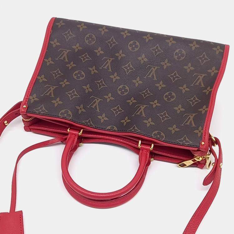 Pre Owned Louis Vuitton Brown, Red Coated Canvas Popincourt PM
