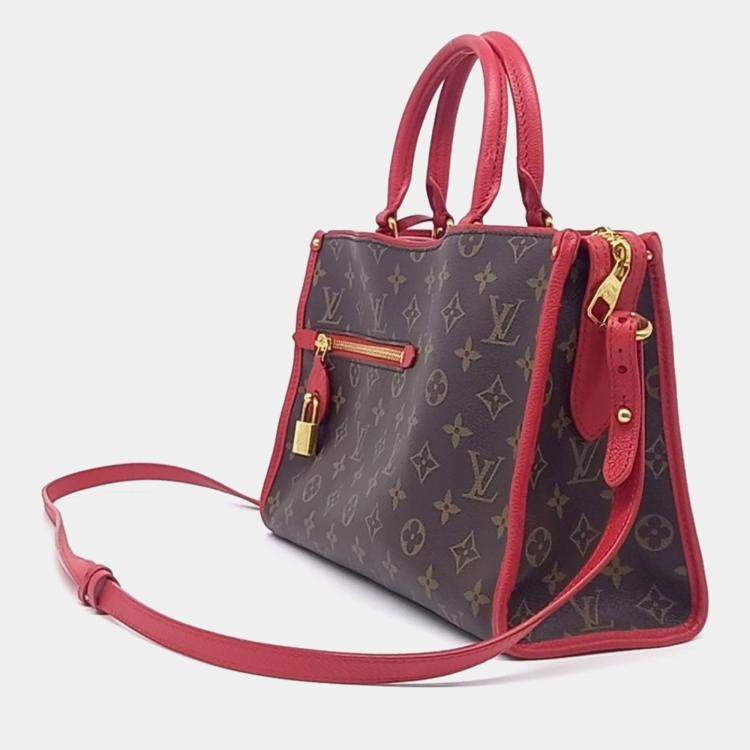 Pre Owned Louis Vuitton Brown, Red Coated Canvas Popincourt PM