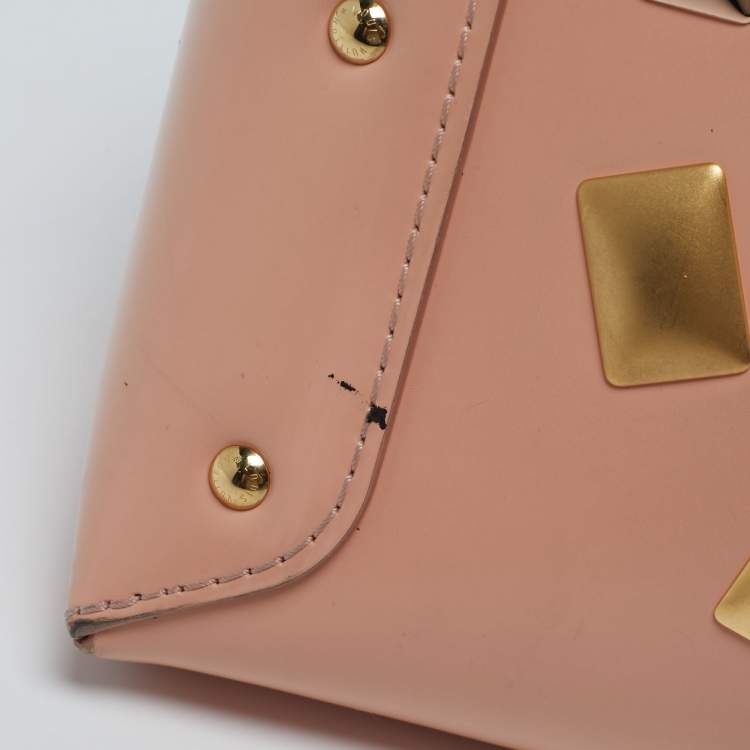 Pre Owned Louis Vuitton Glazed Leather Peach/Black Sac Triangle PM Bag