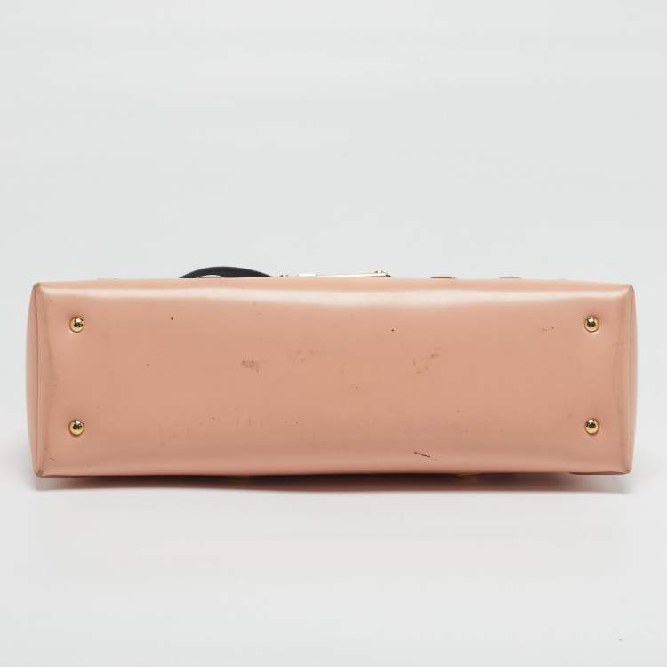 Pre Owned Louis Vuitton Glazed Leather Peach/Black Sac Triangle PM Bag