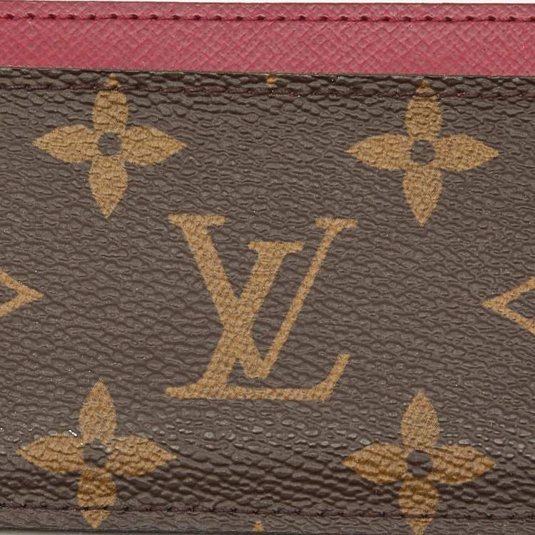 Pre Owned Louis Vuitton Fuchsia Monogram Canvas Card Holder