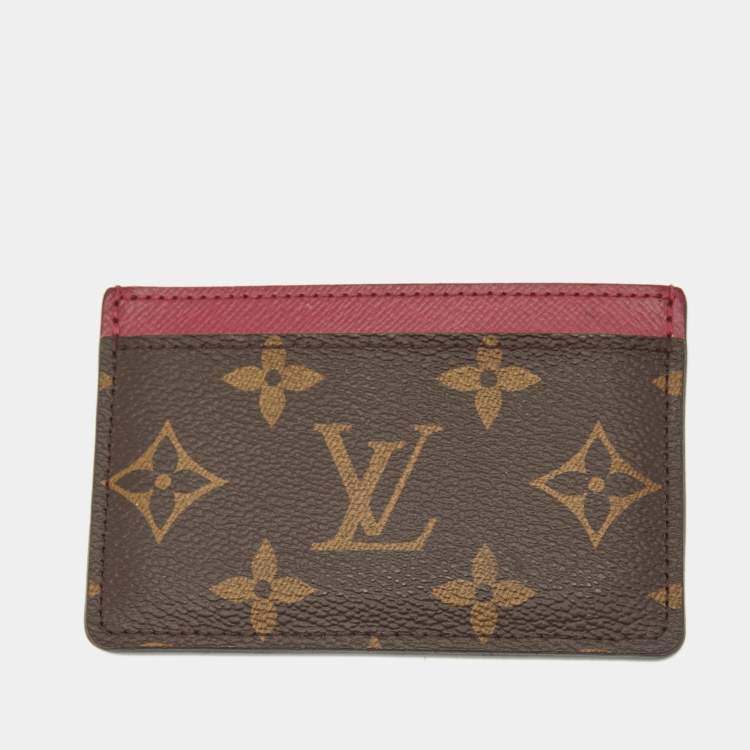 Pre Owned Louis Vuitton Fuchsia Monogram Canvas Card Holder