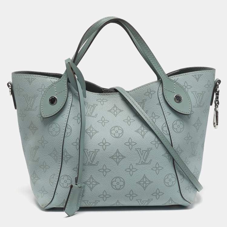 Pre Owned Louis Vuitton Hina PM Vert Lagoon Monogram Mahina Leather Bag
