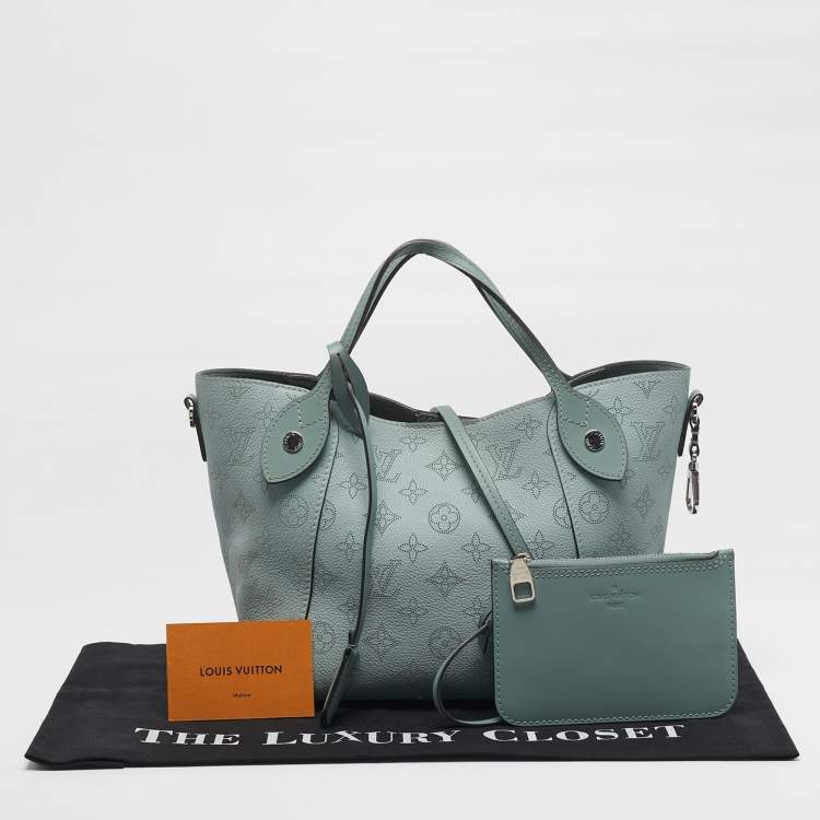Pre Owned Louis Vuitton Hina PM Vert Lagoon Monogram Mahina Leather Bag
