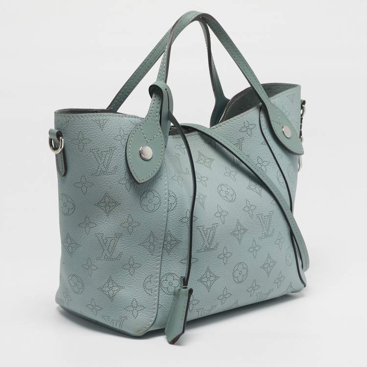 Pre Owned Louis Vuitton Hina PM Vert Lagoon Monogram Mahina Leather Bag