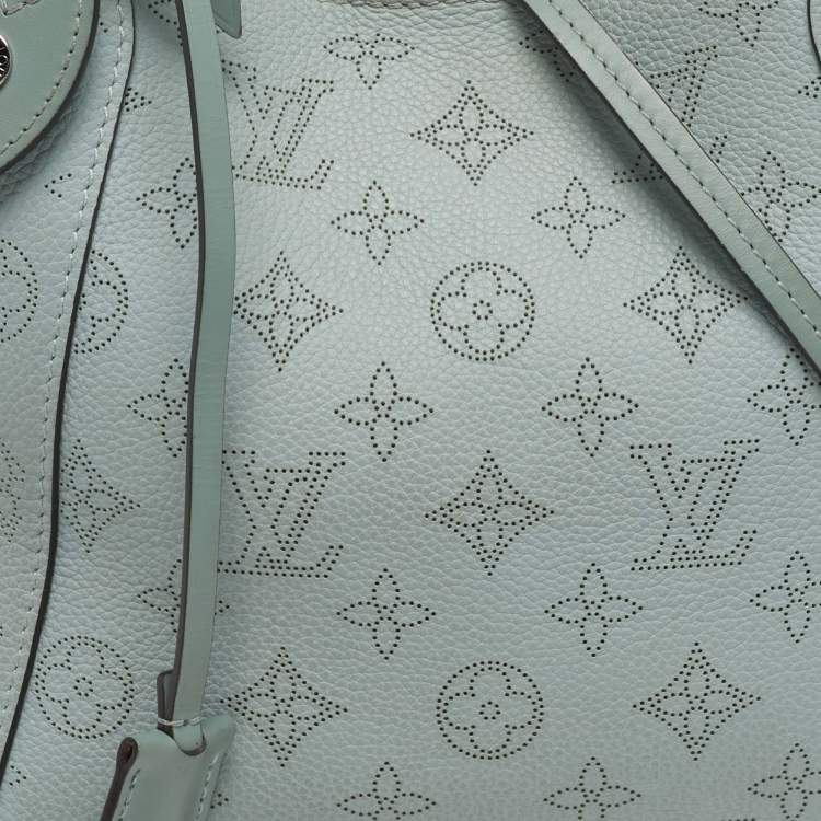 Pre Owned Louis Vuitton Hina PM Vert Lagoon Monogram Mahina Leather Bag