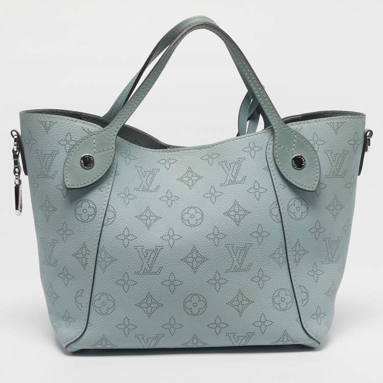 Pre Owned Louis Vuitton Hina PM Vert Lagoon Monogram Mahina Leather Bag