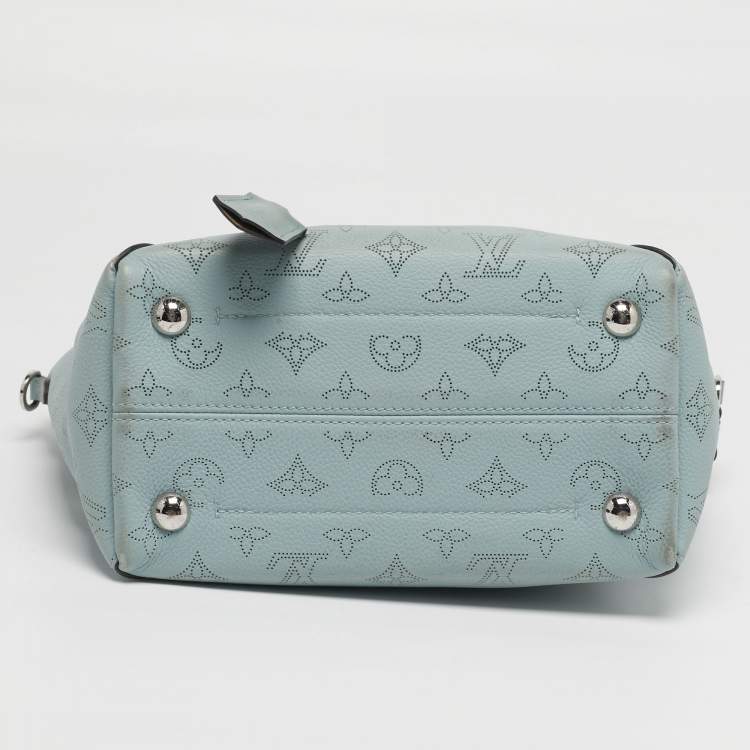 Pre Owned Louis Vuitton Hina PM Vert Lagoon Monogram Mahina Leather Bag
