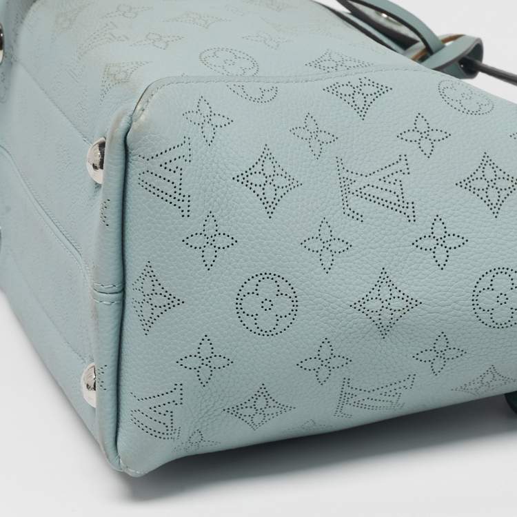 Pre Owned Louis Vuitton Hina PM Vert Lagoon Monogram Mahina Leather Bag