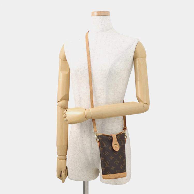 Pre Owned Louis Vuitton Fold Me Pouch Brown Monogram