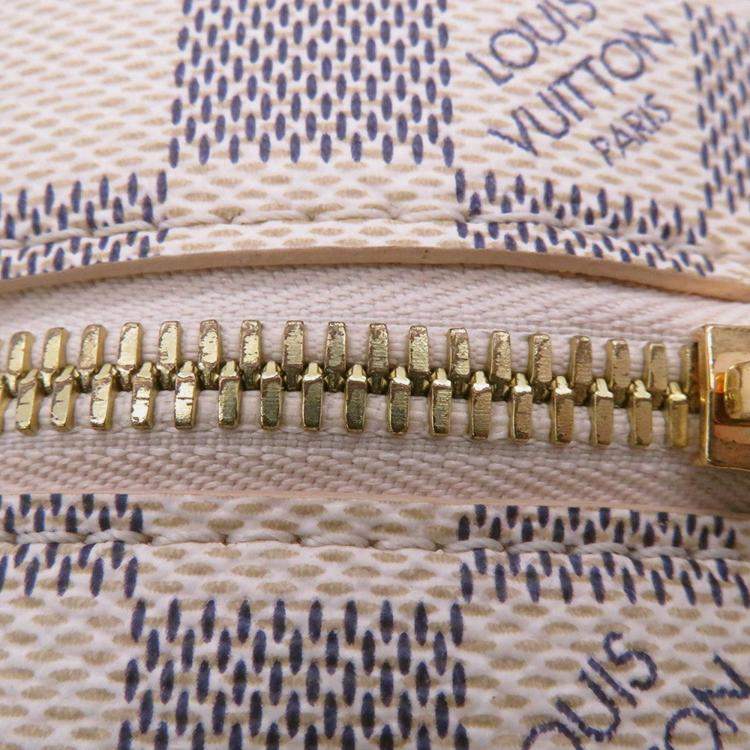 Pre Owned Louis Vuitton Boite Chapeau Souple Beige Damier Azur Size Pm