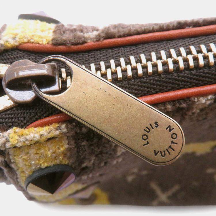 Pre Owned Louis Vuitton Pochette Accessoires Brown/Yellow Monogram Trompe L'Oeil Cotton Pile