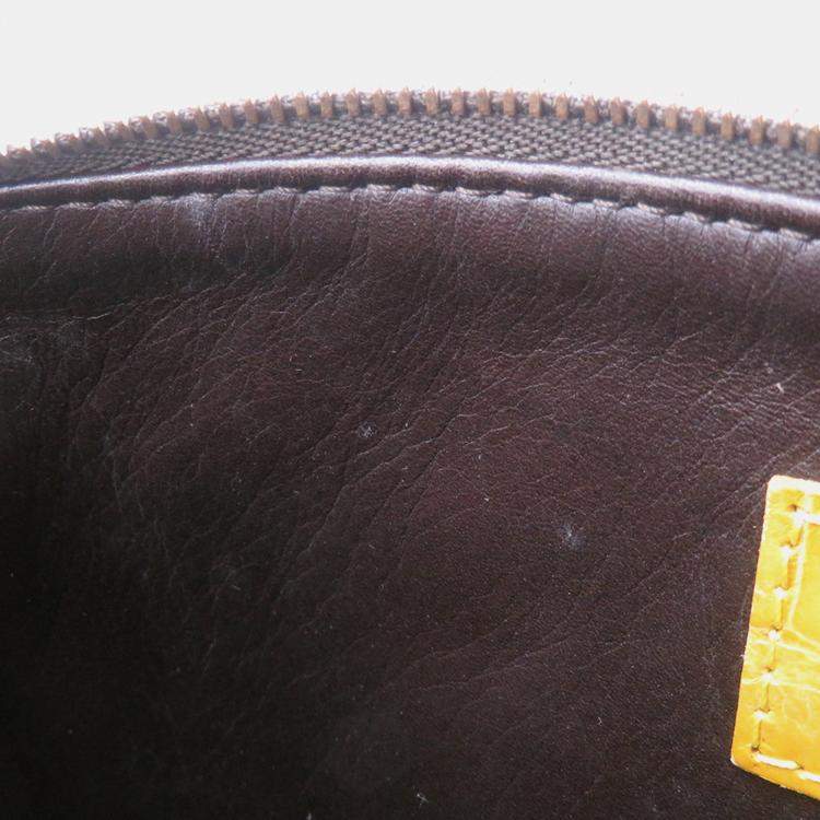 Pre Owned Louis Vuitton Pochette Accessoires Brown/Yellow Monogram Trompe L'Oeil Cotton Pile