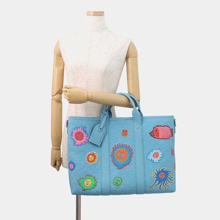 Pre Owned Louis Vuitton Lvxyk Weekend Tote Blue/Multicolor Monogram Taurillon Yayoi Kusama