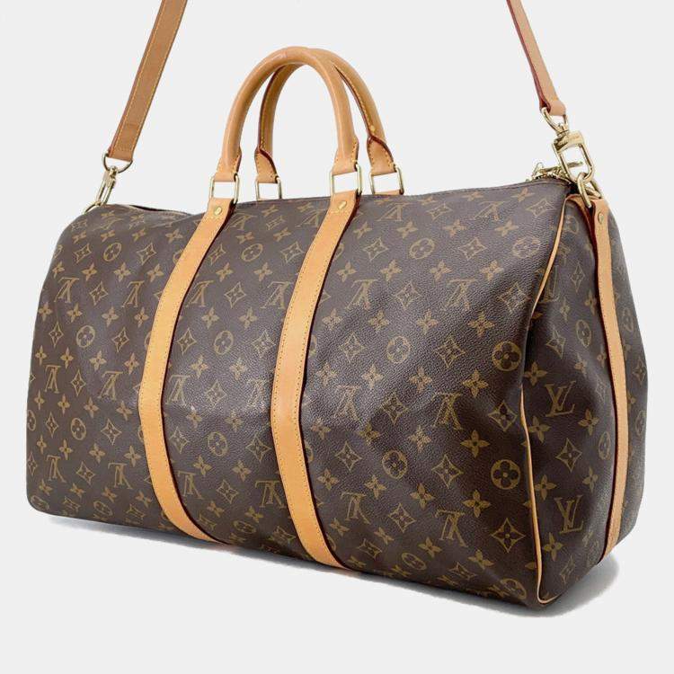 Pre Owned Louis Vuitton Keepall Bandouliere Brown Monogram Size 50